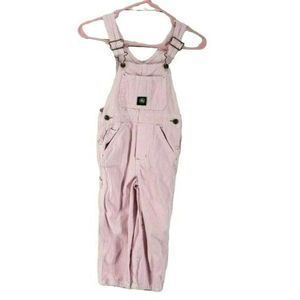 John Deere Girls Vintage Y2K Pink  White Striped‎ Overalls Pants Size 5